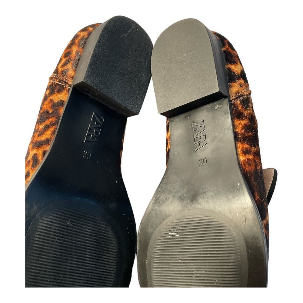 Zara Women’s Cow Furskin Leopard Print Loafers shoes Size 39 - Picture 12 of 13